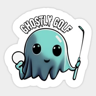 Cute ghost playing golf: The Hauntingly Skilled Ghost Golfer, Halloween Sticker